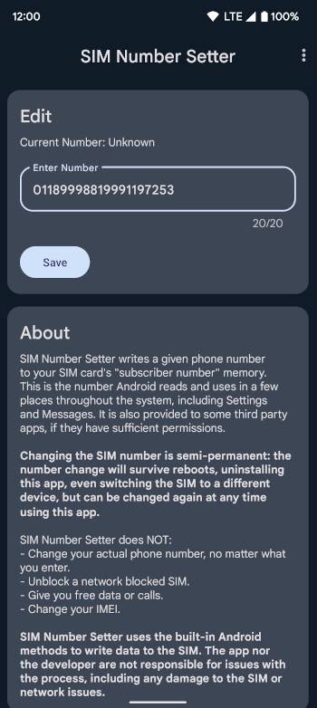 SIM Number Setter screenshot 1