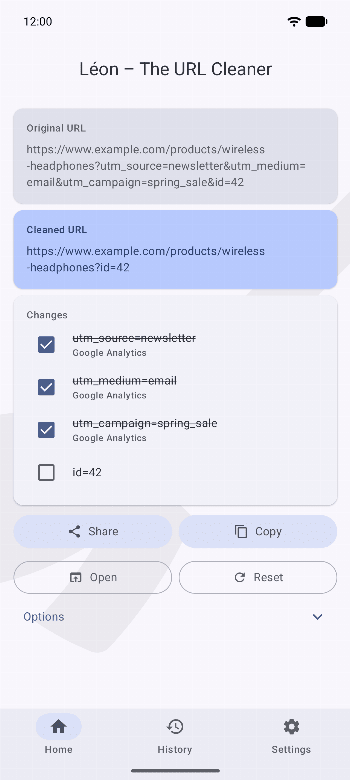 Léon – The URL Cleaner screenshot