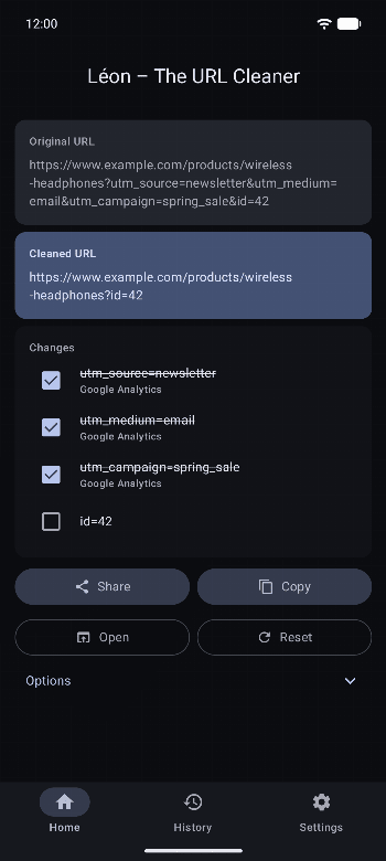 Léon – The URL Cleaner screenshot