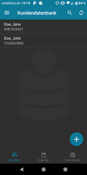 Customer Database screenshot