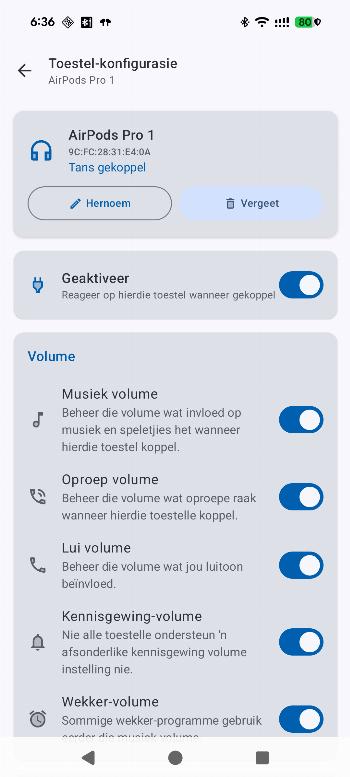 Bluetooth Volume Manager screenshot