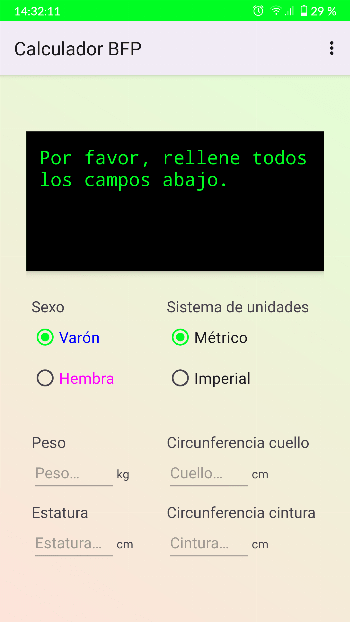 BFP Calculator screenshot