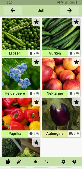 Seasonal Foods Calendar screenshot
