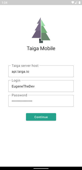 Taiga Mobile screenshot 0