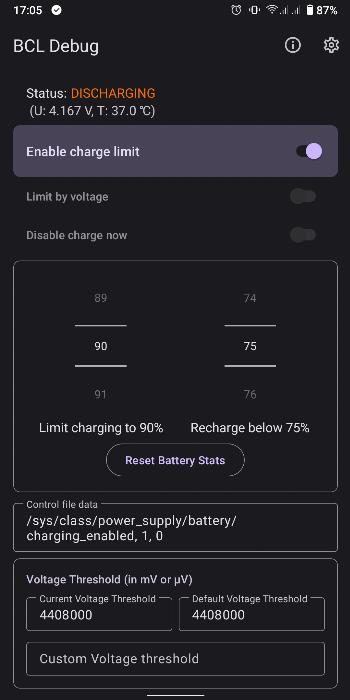 Battery Charge Limiter (BCL) screenshot 1
