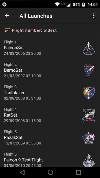 SpaceXFollower screenshot 1