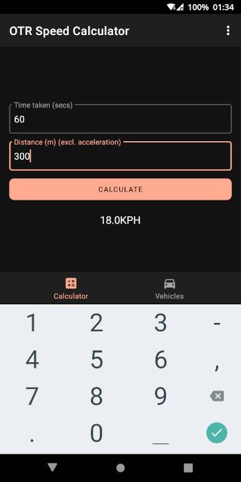 OTR Speed Calculator screenshot 2